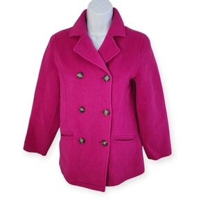 Lilly Pulitzer Girls Fuchsia Wool-Blend Peacoat Jacket | Size 12
